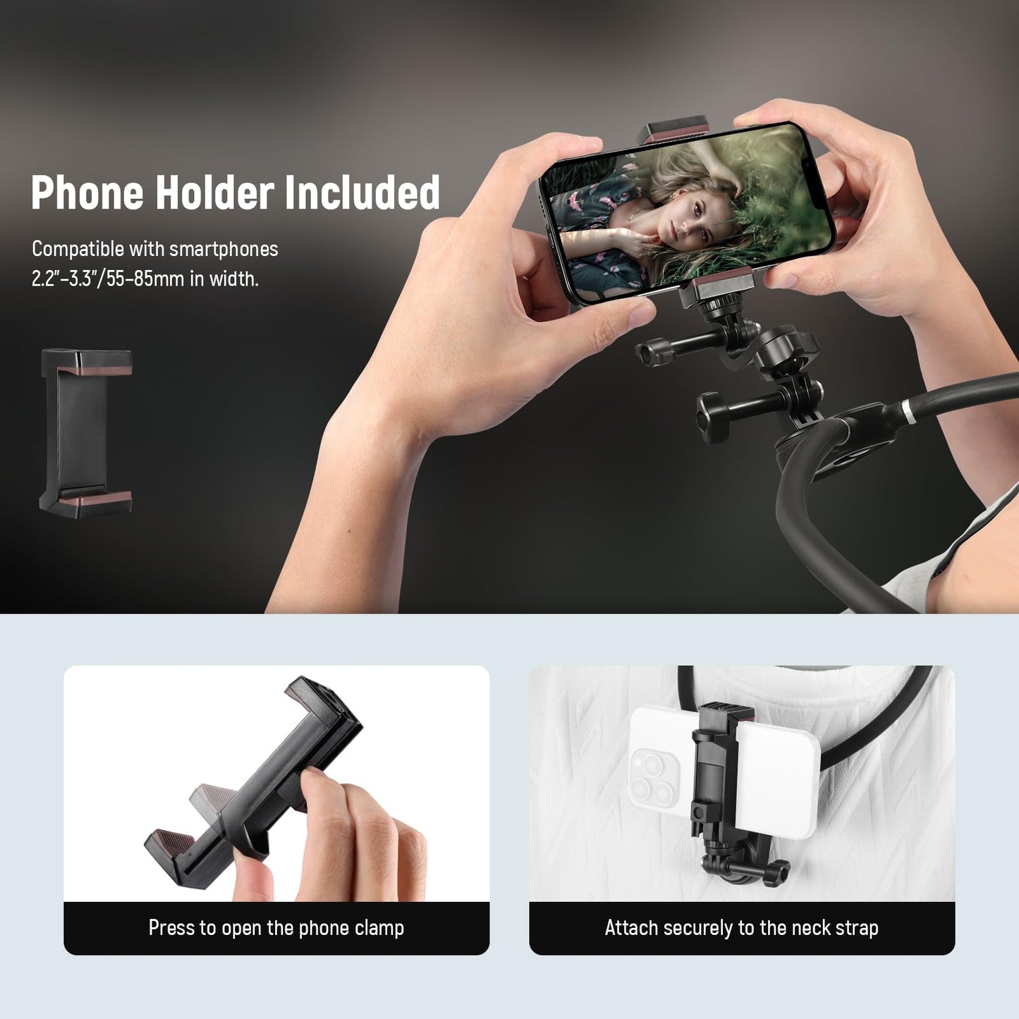 NEEWER Magnetic Neck Mount Compatible with GoPro Hero 13 12 11 MAX DJI Action 4 Insta360 15 Pro Max Samsung S23, Quick Release Flexible POV Action Camera Neck Mount Adapter & Holder